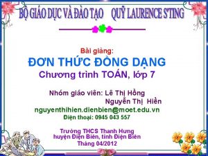 Bi ging N THC NG DNG Chng trnh