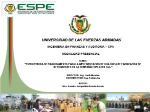 UNIVERSIDAD DE LAS FUERZAS ARMADAS INGENIERIA EN FINANZAS