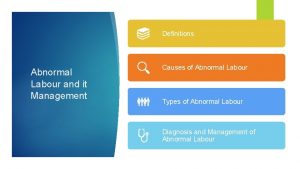 Definitions Abnormal Labour and it Management Causes of