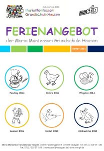 FERIENANGEBOT der Maria Montessori Grundschule Hausen Herbst 2015