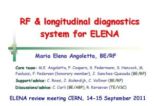 RF longitudinal diagnostics system for ELENA Maria Elena
