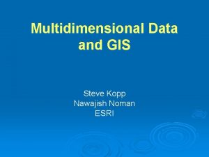 Multidimensional Data and GIS Steve Kopp Nawajish Noman