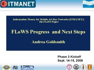 Information Theory for Mobile AdHoc Networks ITMANET The