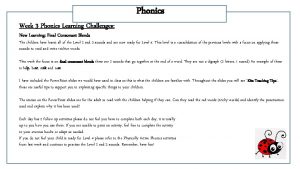 Week 3 Phonics Learning Challenges Phonics New Learning