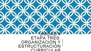 UNIDAD 4 ETAPA TRES ORGANIZACIN Y ESTRUCTURACIN El