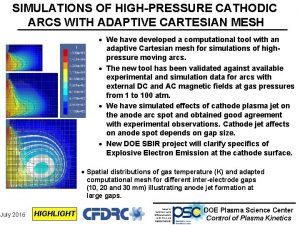 SIMULATIONS OF HIGHPRESSURE CATHODIC ARCS WITH ADAPTIVE CARTESIAN