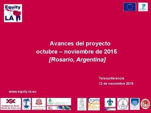 Avances del proyecto octubre noviembre de 2015 Rosario