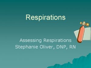 Respirations Assessing Respirations Stephanie Oliver DNP RN Importance