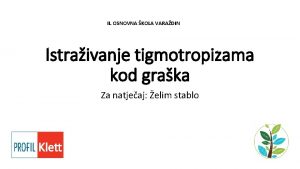 II OSNOVNA KOLA VARADIN Istraivanje tigmotropizama kod graka