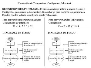 Conversin de Temperatura Centgrados Fahrenheit DEFINICIN DEL PROBLEMA