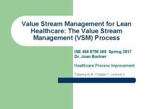 Value Stream Management for Lean Healthcare The Value