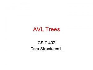 AVL Trees CSIT 402 Data Structures II Binary
