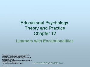Educational Psychology Theory and Practice Chapter 12 Learners