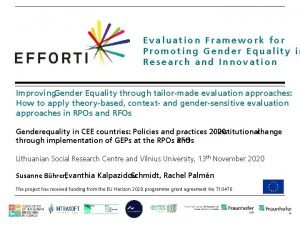 Evaluation Framework for Promoting Gender Equality in Research