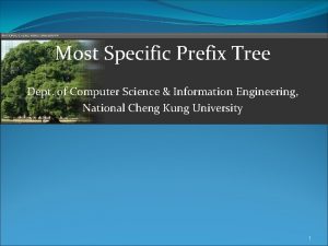 Most Specific Prefix Tree Dept of Computer Science