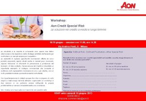 Workshop Aon Credit Special Risk Le soluzioni nel