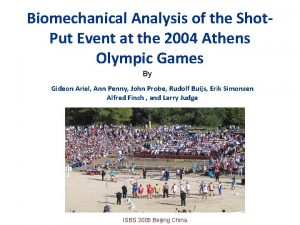 Biomechanical Analysis of the Shot Put Event at