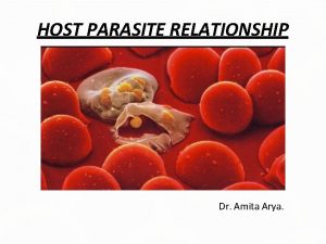 HOST PARASITE RELATIONSHIP Dr Amita Arya CONTENTS HOST