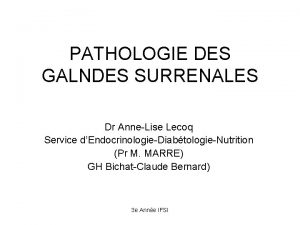 PATHOLOGIE DES GALNDES SURRENALES Dr AnneLise Lecoq Service