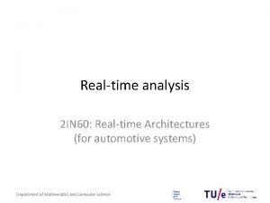 Realtime analysis 2 IN 60 Realtime Architectures for