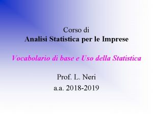 Corso di Analisi Statistica per le Imprese Vocabolario