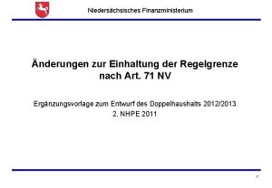 Niederschsisches Finanzministerium nderungen zur Einhaltung der Regelgrenze nach