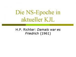 Die NSEpoche in aktueller KJL H P Richter