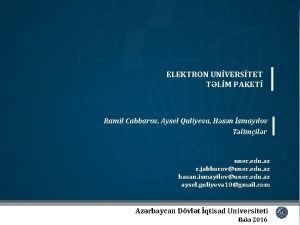 ELEKTRON UNVERSTET TLM PAKET Ramil Cabbarov Aysel Quliyeva