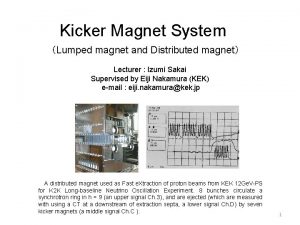 Kicker Magnet System Lumped magnet and Distributed magnet