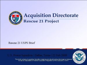 Rescue 21 USPS Brief U S Power Squadron