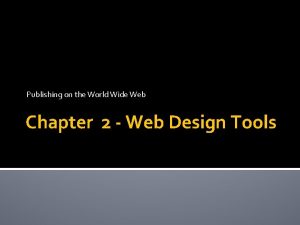 Publishing on the World Wide Web Chapter 2