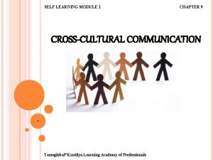 SELF LEARNING MODULE 1 CHAPTER 9 CROSSCULTURAL COMMUNICATION