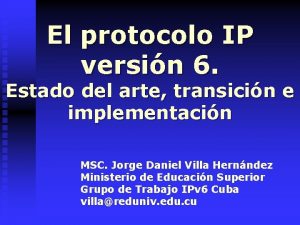 El protocolo IP versin 6 Estado del arte