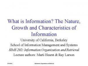 What is Information The Nature Growth and Characteristics