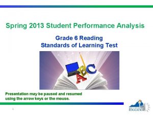 Spring 2013 Student Performance Analysis Grade 6 Reading