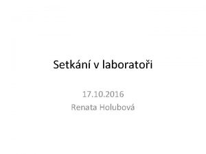 Setkn v laboratoi 17 10 2016 Renata Holubov