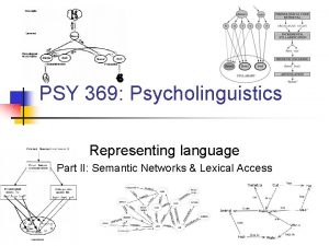 PSY 369 Psycholinguistics Representing language Part II Semantic