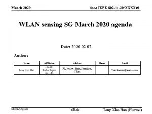 March 2020 doc IEEE 802 11 20XXXXr 0