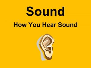 Sound How You Hear Sound What is Sound