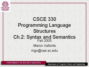 CSCE 330 Programming Language Structures Ch 2 Syntax