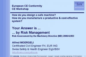 European CE Conformity CE Workshop moergeli moergeli consulting