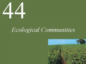 44 Ecological Communities Chapter 44 Ecological Communities Key