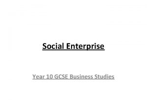 Social Enterprise Year 10 GCSE Business Studies Starter