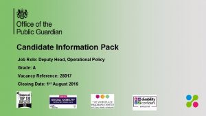 Candidate Information Pack Job Role Deputy Head Operational