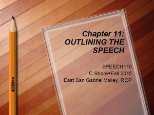 Chapter 11 OUTLINING THE SPEECH 110 C Shore
