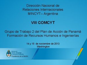 Direccin Nacional de Relaciones Internacionales MINCYT Argentina VIII