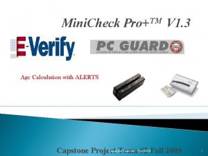 Mini Check ProTM V 1 3 Capstone Project