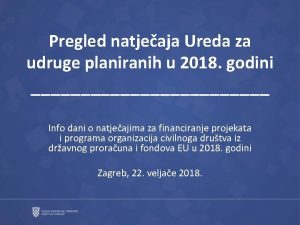 Pregled natjeaja Ureda za udruge planiranih u 2018