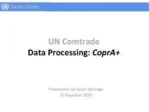 UN Comtrade Data Processing Copr A Presentation by