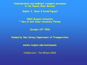 Hydrodynamics and sediment transport processes in the Passaic